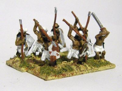 Classical Indian Swordsmen
from [url=http://www.museumminiatures.co.uk/pages/index.htm] Museum Miniatures [/url]. This range is not oversized compared to Essex, but looks a little skinny
Keywords: indian