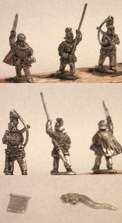 LIR Armoured infantry command, ridged helmet, chainmail 
From [url=http://khurasanminiatures.tripod.com/ranges.html#C11] Khurasan Miniatures [/url] LIR Armoured infantry command, ridged helmet, chainmail (includes one armoured infantryman, x 4)
Keywords: LIR EIR