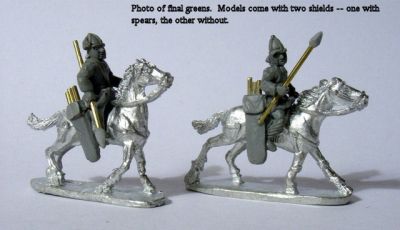 LIR Light cavalry javelins, spangenhelm
Figures from [url=http://khurasanminiatures.tripod.com/]Khurasan Miniatures[/url], pictures reproduced with their permission. LIR Light cavalry javelins, spangenhelm (x 2)
Keywords: LIR