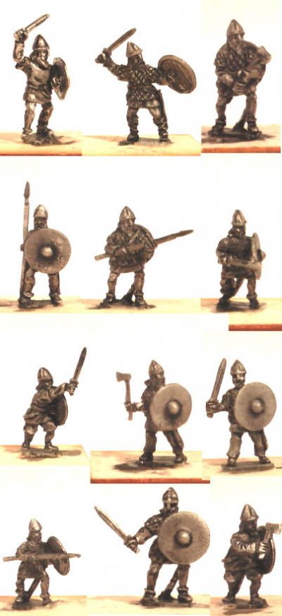 Viking Infantry from Khurasan Miniatures
New vikings from [url=http://khurasanminiatures.tripod.com/viking.html]Khurasan Miniatures[/url]. Viking Bondi/Raider/Hird/Leidang etc. infantry block, mixture of weapons (x 24, twelve different poses in each pack)
Keywords: Viking