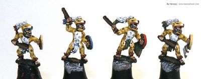 Aztec warriors - Jaguar Knights
Aztecs painted by [url=http://www.heresybrush.com/]Heresy Brush[/url] from Spain. 
Keywords: aztec