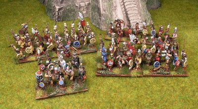 Aztec warriors 
Aztecs painted by [url=http://www.heresybrush.com/]Heresy Brush[/url] from Spain. 
Keywords: aztec