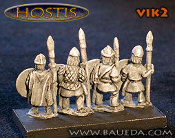 Viking Spearmen Shieldwall 
The former 50-Paces range. Photos provided by the manufacturer [url=http://www.baueda.com]Baueda[/url]. Figure codes as per illustration or filename.
Keywords: Viking