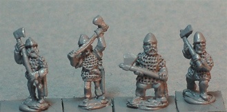 Viking Huscarls with 2 handed Axes
The former 50-Paces range. Photos provided by the manufacturer [url=http://www.baueda.com]Baueda[/url]. Figure codes as per illustration or filename. Pack of 8 figures (four different poses):
Keywords: Viking