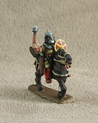 DMC17 Mounted Khurasami/Arab/Officer
From Donningtons Arab range. Pictures with permission of the [url=http://shop.ancient-modern.co.uk/arabs-76-c.asp]Donnington Miniatures[/url] and painted by their painting service. With tunic over mail, waving mace, bow, helmet with mail aventail and face guard, buckler


Keywords: abbasid arab ayyubid