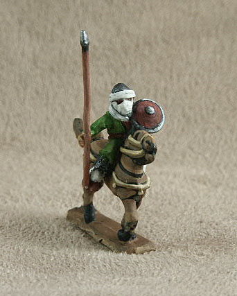 Arab DMC18 Ansar Cavalry
From Donningtons Arab range. Pictures with premission of the [url=http://shop.ancient-modern.co.uk/arabs-76-c.asp]Donnington Miniatures[/url] and painted by their painting service. With tunic over mail coat, lance, turbaned helmet with mail face guard, buckler
Keywords: abbasid arab ayyubid bedouin berber fatimid mamluk seljuk umayyad