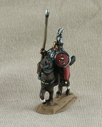 DSC08 Magyar Cavalry
Avars & Magyars from [url=http://shop.ancient-modern.co.uk/steppe-peoples-78-c.asp]Donnington[/url]. Pictures with permission of the manufacturer, painting by their own Painting Service. mail coat, spear, bow, plumed helmet, round shield

Keywords: Avar ebulgar ehungarian gothcav lsarmatian magyar lbulgar