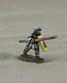 Sassanid Levy Attacking
Sassanid from [url=http://www.donnington-mins.co.uk/]Donnington[/url]. One of their better ranges, pictures supplied by the manufacturer and painted by their painting service.  SDF04 Levy tunic, trousers, spear lowered, cap, oblong shield, attacking

Keywords: Sassanid