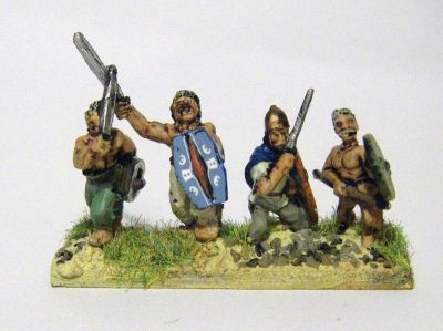 Gauls & Celts - Closre formation foot
Mixed manufacturers using VVV shield transfers. Painted with inked flesh (Windsor & Newton peat brown)
Keywords: gallic celt EGERMAN