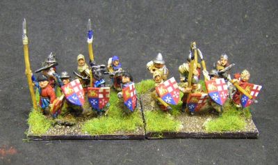 Mirliton (and other) mixed Spear/Crossbow units
Mostly Mirliton, with some Essex and Two Dragons. Shields are printed designs glued onto thin card
