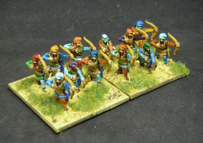 Xyston Persian Bowmen
Done in the main with contrast paints. These were plastic figures from the PSC Siocast era
