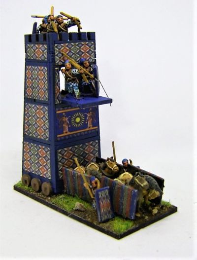 Cyrus' Mobile Tower
A Pendraken 10mm MDF Siege tower with Essex 15mm Crew, and "wallpaper" downloaded from the internet
