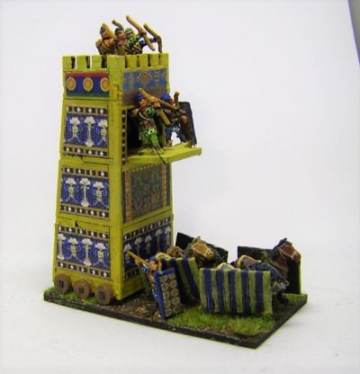 Cyrus' Mobile Tower
A Pendraken 10mm MDF Siege tower with Essex 15mm Crew, and "wallpaper" downloaded from the internet
