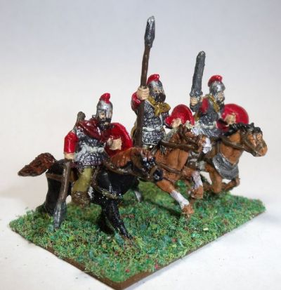 Romano-British Cavalry 
Splintered Light’s Romano British figures. They are either the RB-code light cavalry or the RB-code armoured cavalry. Pictures and figures kindly provided by Keith Lowman
Keywords: LIR Romanobritish, SRB